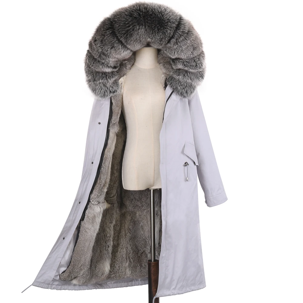 2021 Brand Waterproof women Parka Real Rabbit Fur Coat Natural Fox Raccoon Fur Collar Hood Winter Jacket Women Removable enlarge