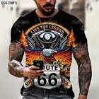 Футболка мужская оверсайз с круглым вырезом, модная тенниска с короткими рукавами, Винтажная Майка, Route 66 America Highway, лето