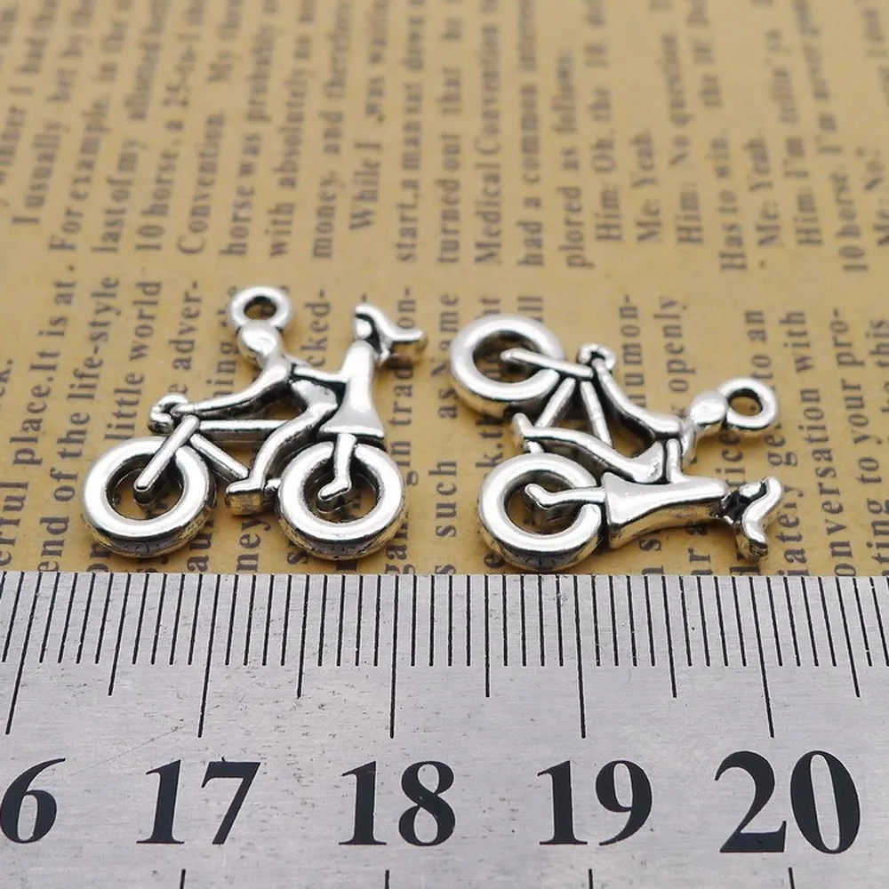 

100pcs Lover Bicycle Charms 19mm x 20mm DIY Jewelry Making Pendant antique silver color