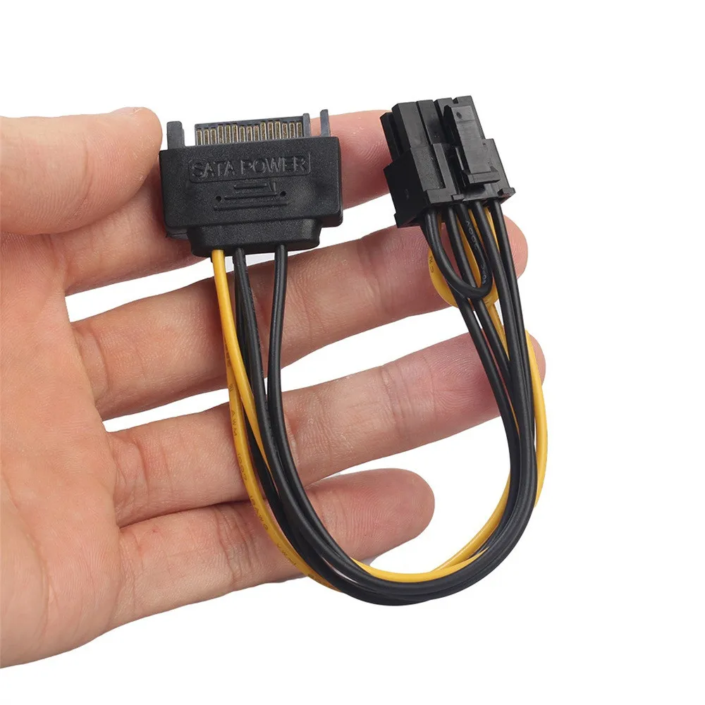 

New 20cm 15Pin SATA Male To 8pin(6+2) PCI-E Male Video Card Power Supply Adapter Cable Computer Cable Connectors Dropshipping