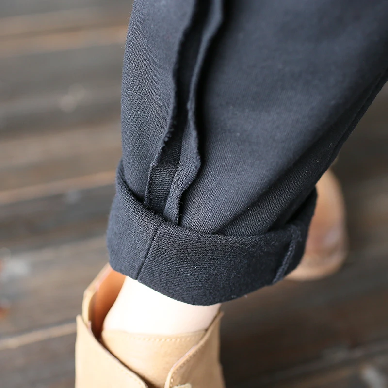 

NINI WONDERLAND Spring Casual Harem Pants Women Autumn Tear Edge Cotton Classic Trousers Female Loose Solid Retro Radish Pants