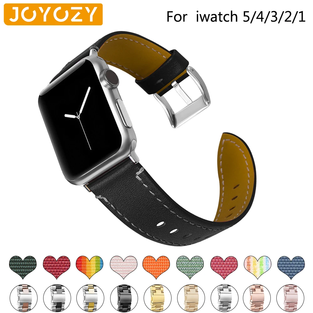 Кожаный браслет Joyozy классического качества для Apple Watch 38 мм/42 мм из нержавеющей