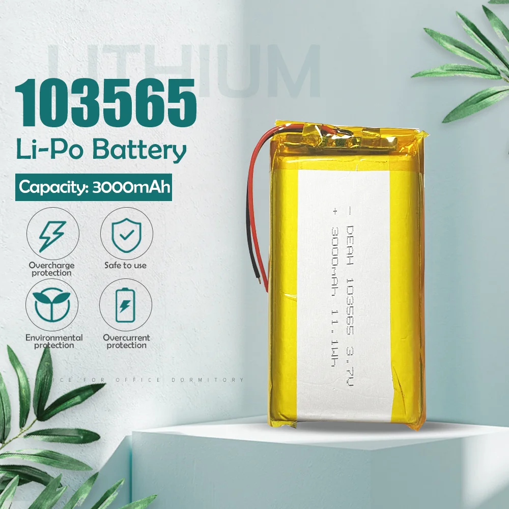 3.7V 3000mAh 103565 Lithium polymer Rechargeable Battery For Tablet PC GPS PSP PAD E-book POS Machine Power bank Walkie talkie |
