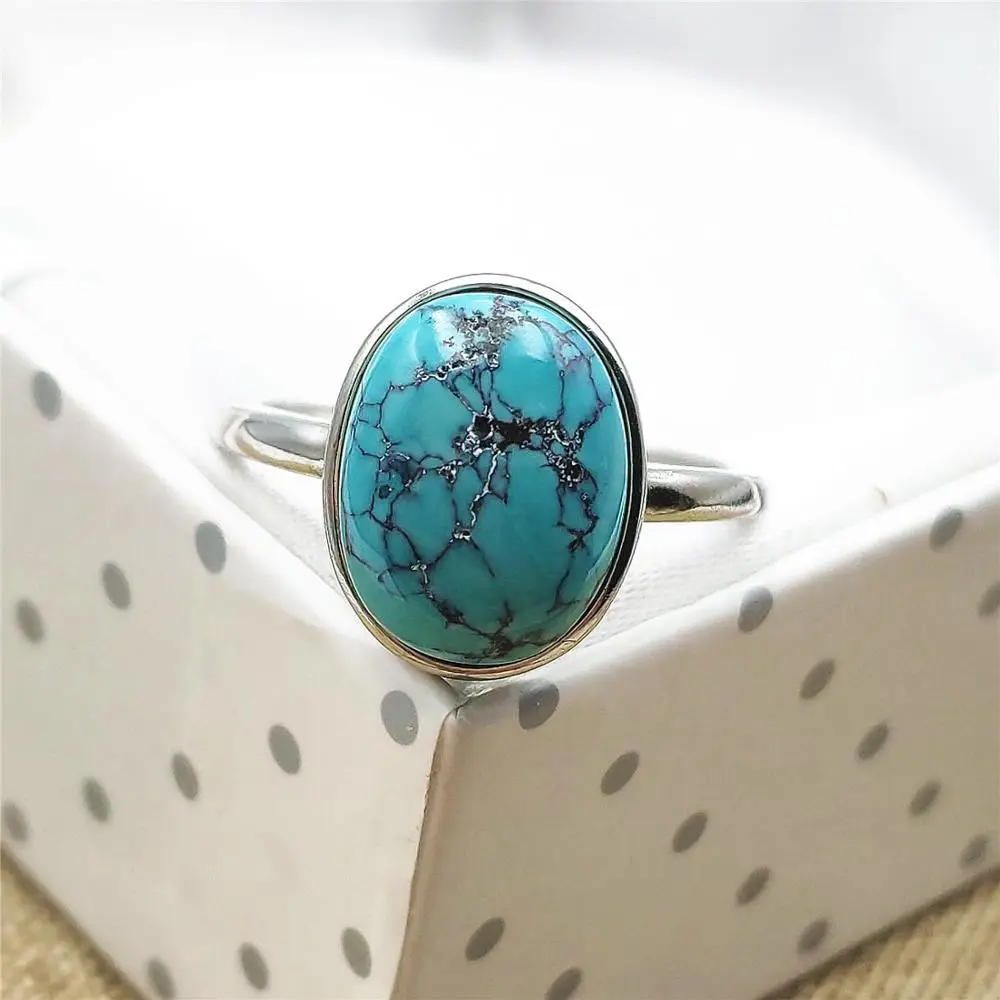 Женское регулируемое кольцо цвет естественный бирюзово-зеленый из серебра 925