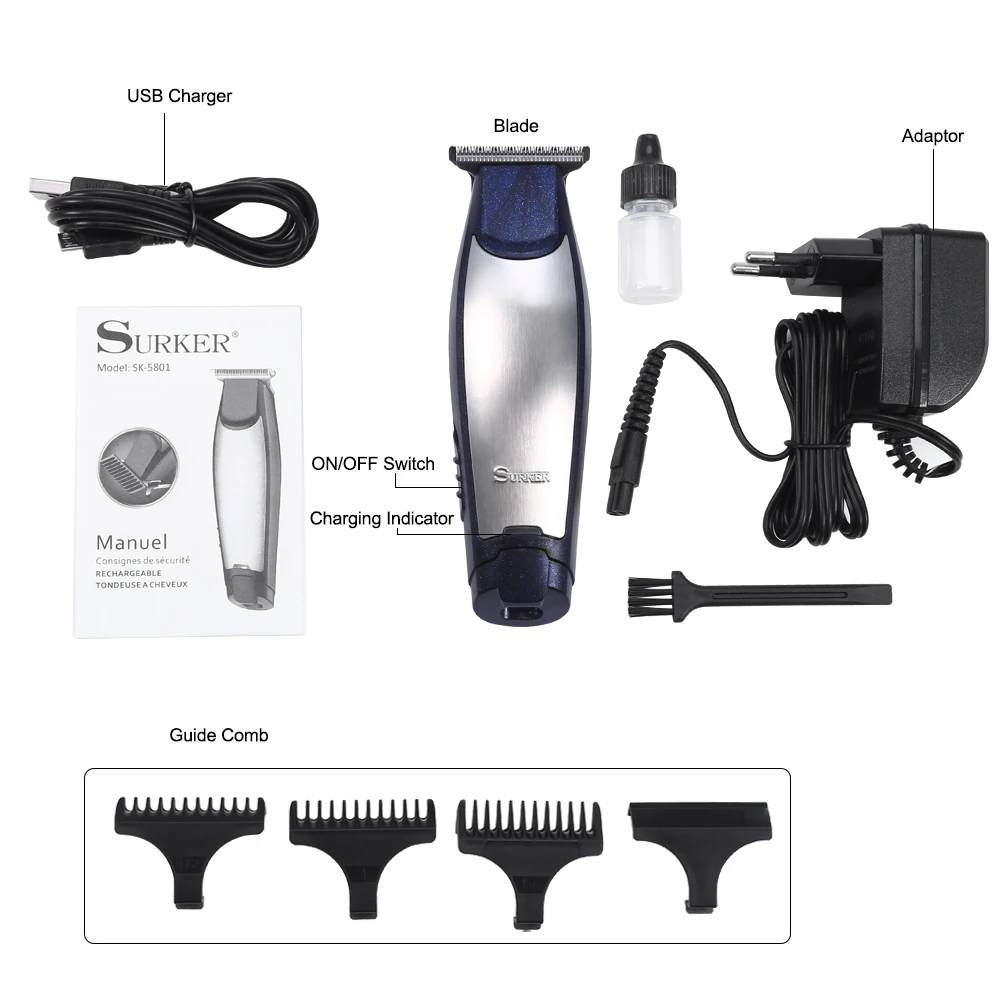Портативный USB Электрический мужской триммер для волос машинка стрижки бритва