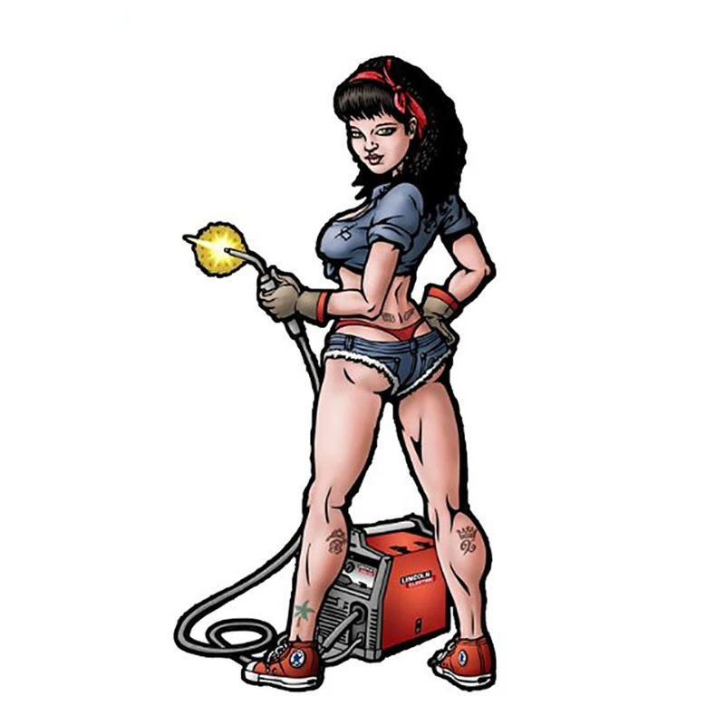 

Tom Boy Welding Girl Decal Sexy Cartoon Funny Car Stickers Bumper Camper Yacht Car Scratch-Proof Decal Accessories PVC13x7cm