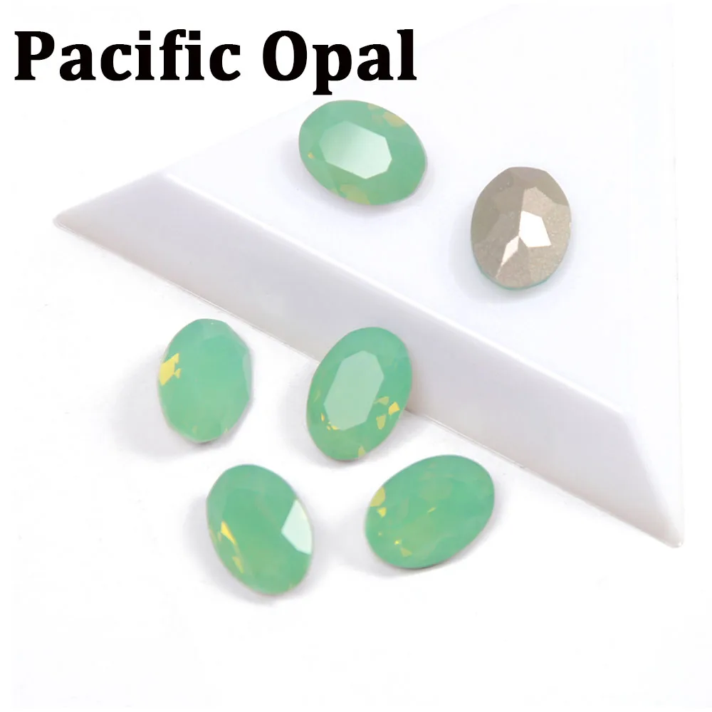 Pacific Opal CTPA3bI Красочный Кристалл для нашивки Стразы с когтями стекло материал страз овальной формы швейная одежда Свадебный вечерний чехол для одежды - Цвет: Pacific Opal