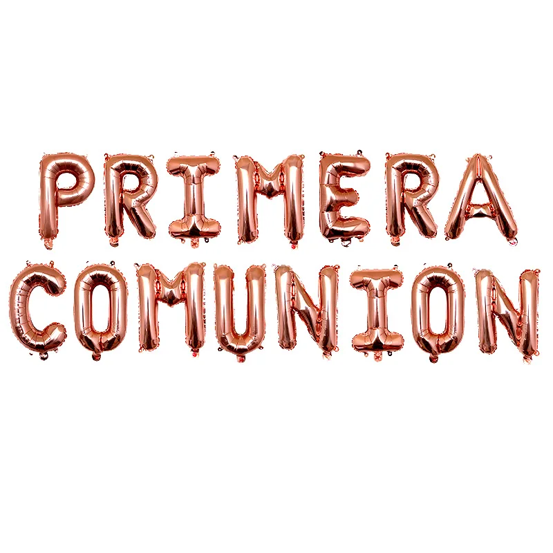 Украшение для Святого первого причастия розовое золото фольга воздушные шары