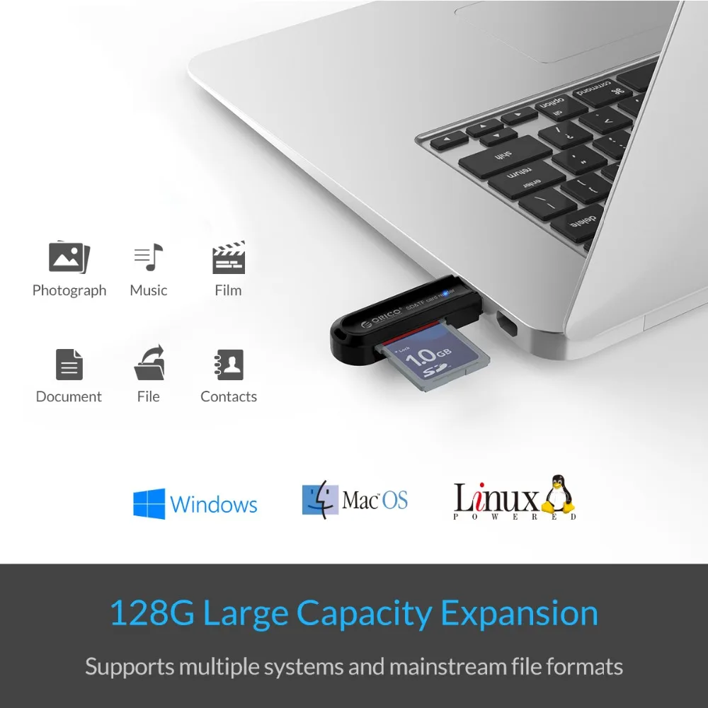 ORICO USB 3,0 TF/SD кард-ридер Mini USB3.0 USB C двойной кард-ридер Поддержка SD/TF с многофункциональным дизайном-черный/белый