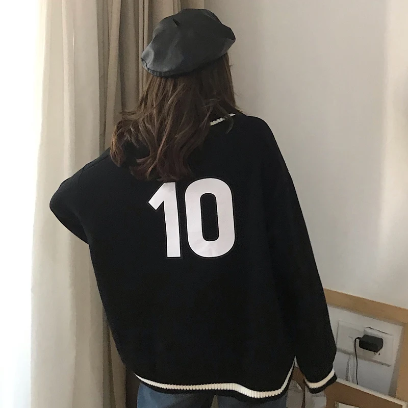 

No Hat Hoodies Women Thicker Turtleneck Patch Designs Cartoon Oversize Loose Full Sleeve Female Harajuku Leisure Korean Style