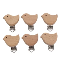 chenkai 50pcs wooden bird pacifier clips diy organic eco friendly unfinished nature baby pacifier rattle teething grasping toy