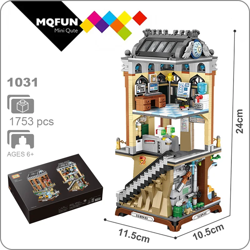 Мини конструктор LOZ уличный город станция метро здания в Европейском стиле
