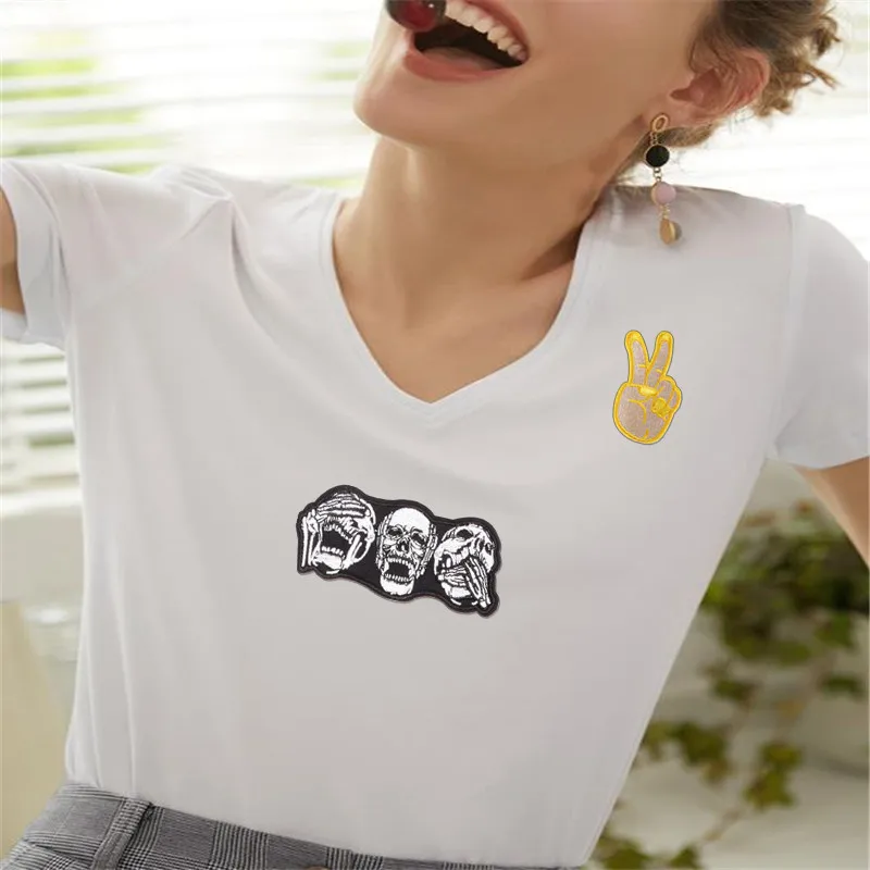 Вышивка патч Череп Аппликация в стиле панк для одежды аксессуары Железо На Патчи