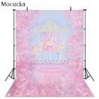 Виниловый фон для фотосъемки новорожденных с изображением карусели розовых цветов для студийной фотосъемки ZH-239