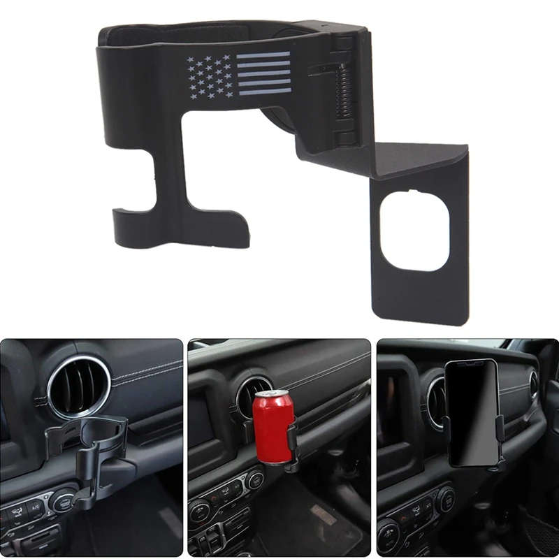 

Автомобильный флаг США, многофункциональный держатель для стакана для напитков 2 в 1, Болтовая подставка, кронштейн-органайзер для Jeep Wrangler JL ...