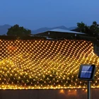 Сетчатый светодиодный светильник на солнечной батарее, Сказочная Светодиодная лента для занавески на окно, 8 режимов освещения дома, сада, патио, двора, балкона, украшение, 3x2 м