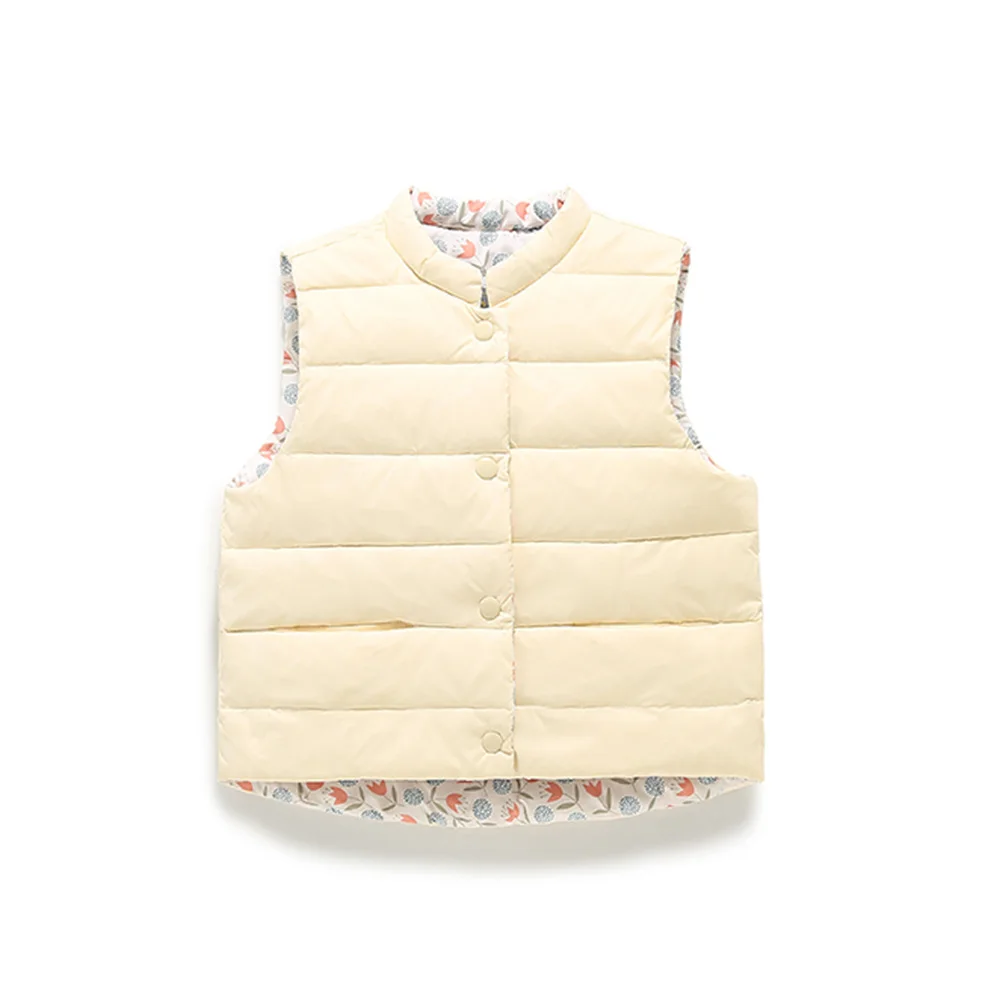 

Fashion Winter cute cartoon Children Down vest Wear on both sides Thicken Warm waistcoats for Boys Girl Little Child Duck down