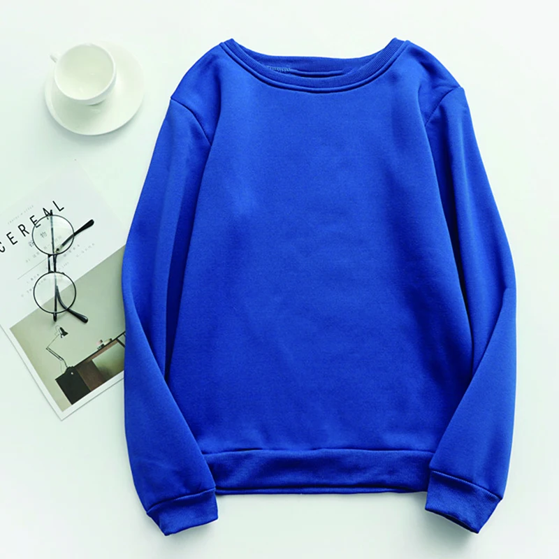 Однотонная Толстовка с длинным рукавом и круглым вырезом | Женская одежда