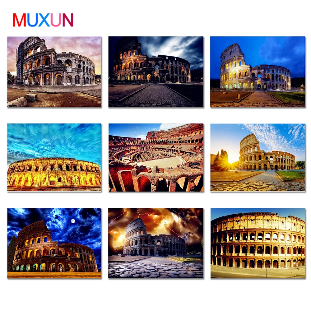 

DIY 5D Diamond Painting Roman Arena Scenery Mosaic Embroidery Cross Stitch Square/Round Drill Scenery Home Decor Holiday Gift