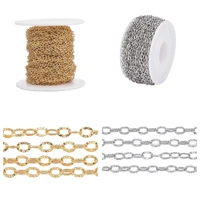 10mroll stainless steel textured cable link chains goldsilver color with spool for necklace bracelet diy jewelry making