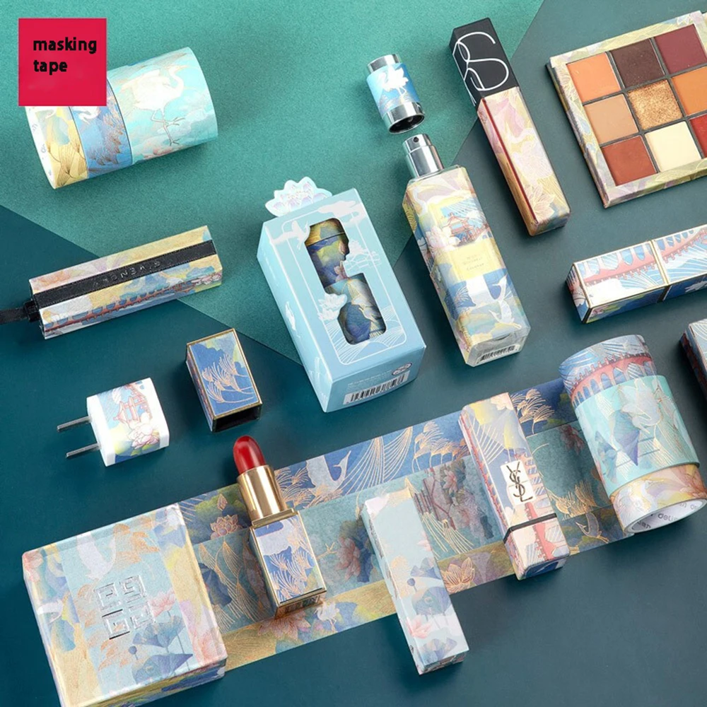 

3pcs/box Original Chinese Luxury Style Paper Washi Tape Set Adhesive Masking Tapes Lipstick DIY Sticker