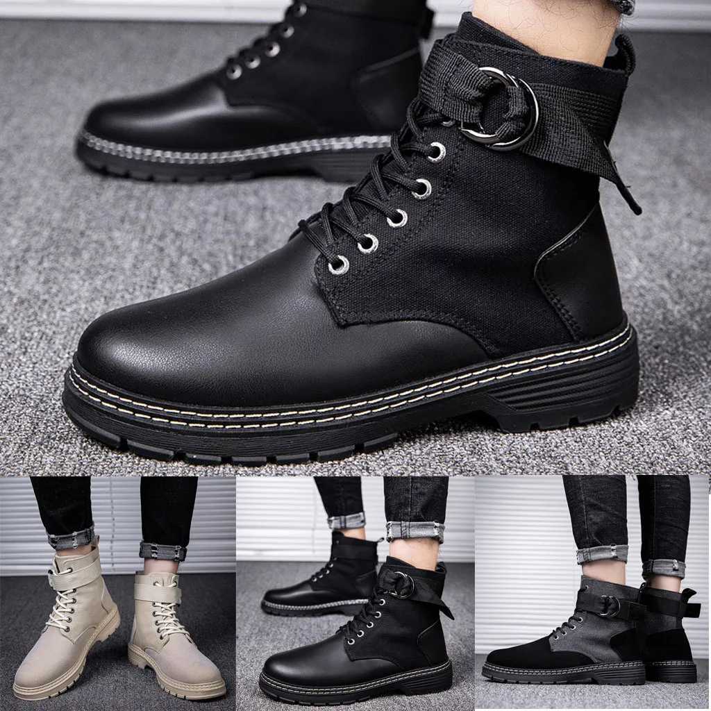 Мужские модные повседневные Красивые кожаные ботинки в стиле ретро