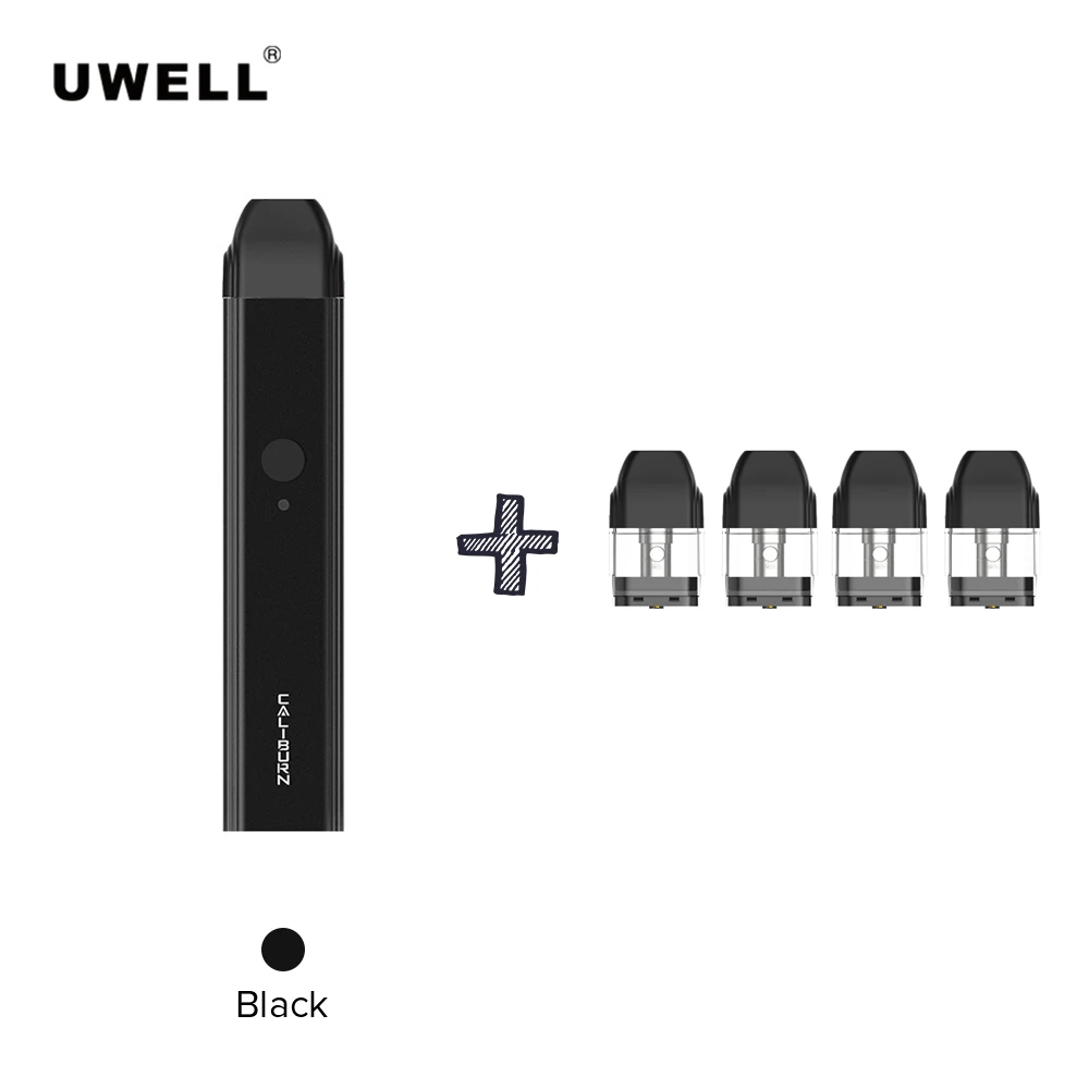 Uwell calibren мод Vape Pod Комплект добавить 4 шт картридж 2 мл 520 мАч встроенный аккумулятор Vape танк распылитель электронная сигарета - Цвет: Black