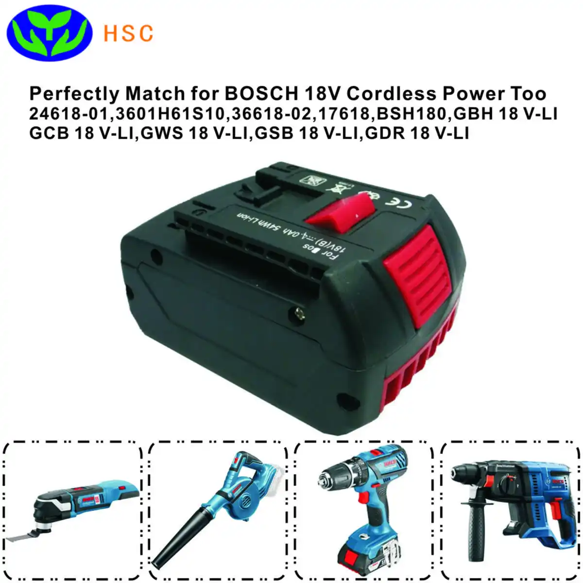 2 шт. 3.0Ah 18650 Батарея чехол BOS18B литий 18 в Замена для BOSCH 18V 2607336092 BAT618 BAT609G BAT618G |