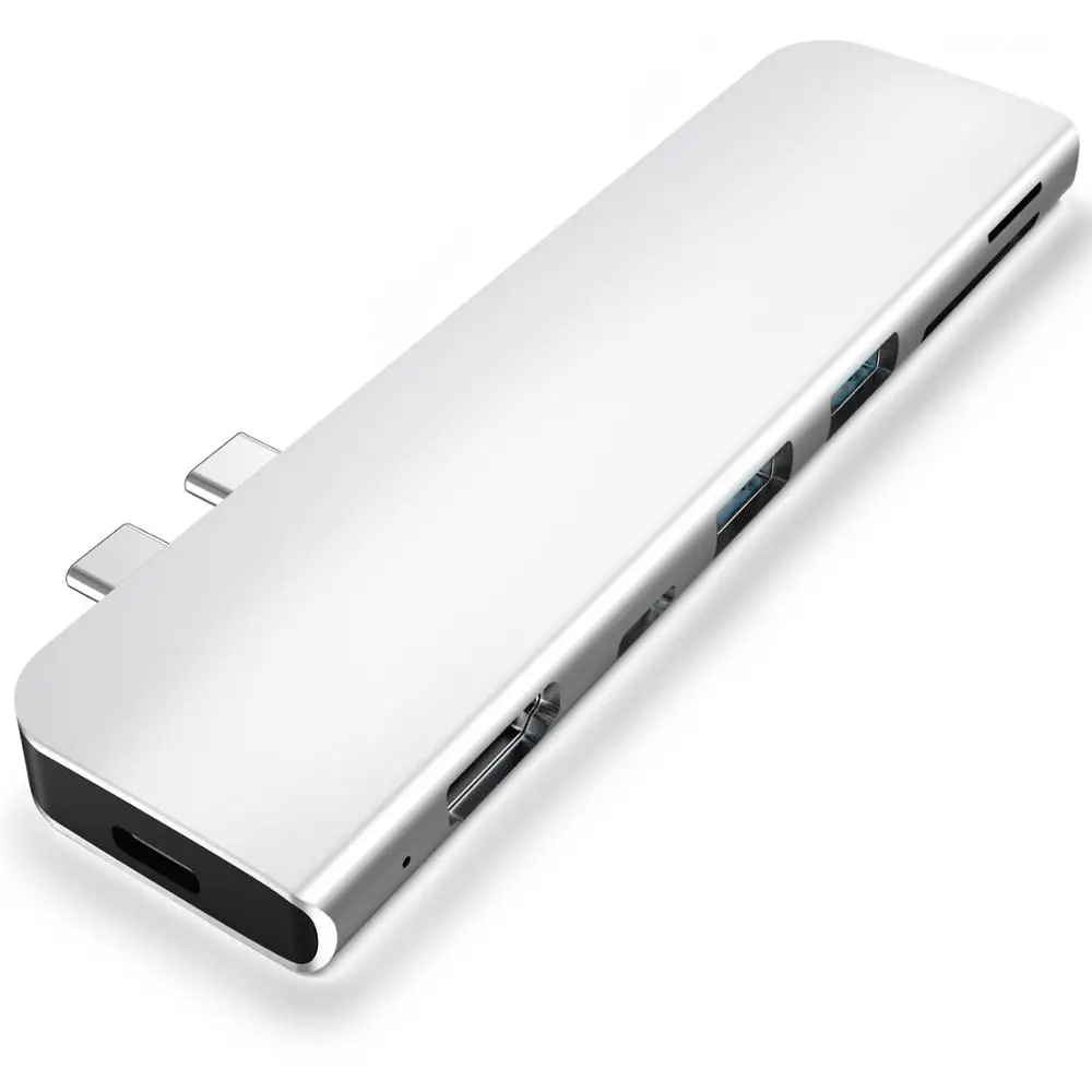 USB 3,1 type-C концентратор к HDMI адаптер 4K Thunderbolt 3 USB C концентратор с концентратором 3,0 TF sd-ридер слот PD для MacBook Pro/Air / - Цвет: c227-silver