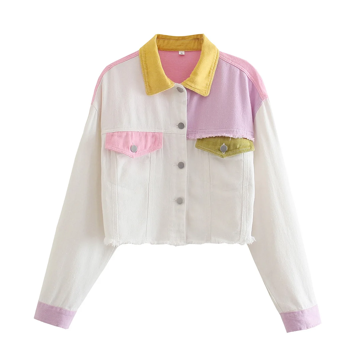 

European and American Women's 2021 Autumn New Color Patchwork Fashion Jacket