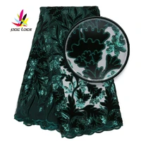emerald green velvet nigerian lace sequins french african nigerian latest design high quality tulle 2020 for wedding dress