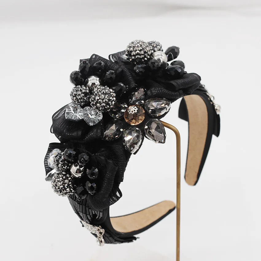 Женские повязки на голову в стиле барокко украшенные кристаллами и кружевами с