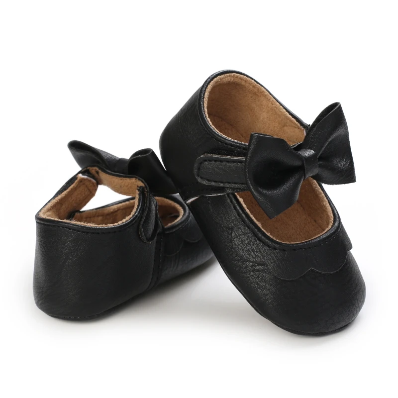 

Infant Baby Girl PU Shoes Bowknow Princess Shoes Rubber Bottom Anti-slip Soft Sole Solid Color Moccasins First Walker Prewalker