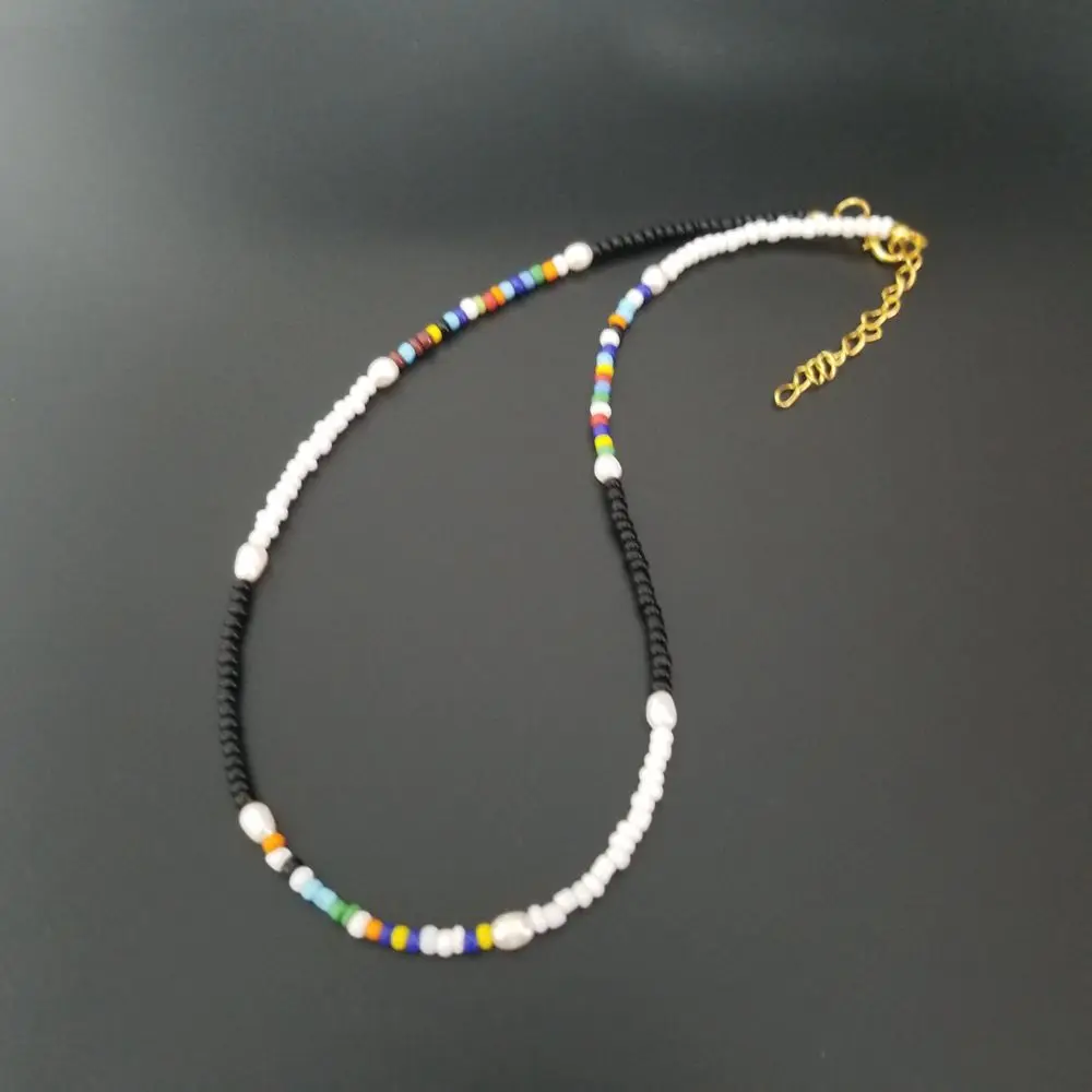 

Bohemian Exquisite Women's Beaded Necklace Natural Freshwater Choker Handmade Adjustable Strand Beads Jewelry Gift 2021 New