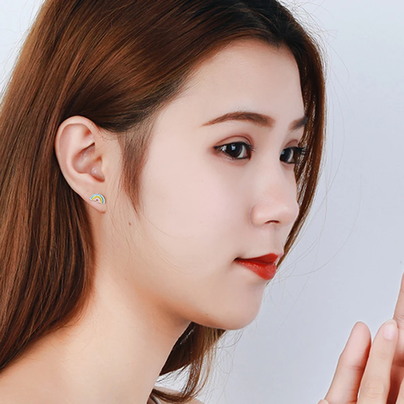 MEETSOFT посеребренные гипоаллергенные серьги-гвоздики для женщин модный дизайн