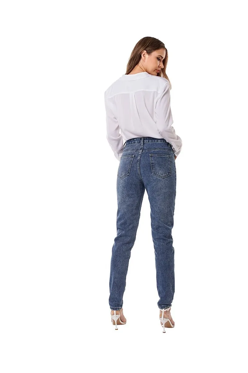 

European and American jeans ladies plus size street denim cross pants women
