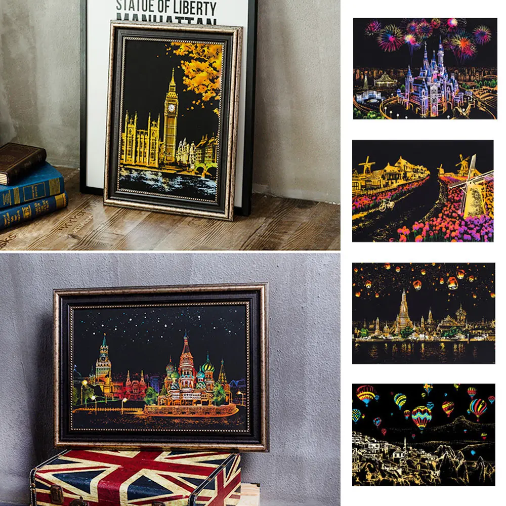 2 шт./компл. царапин Краски ing город ночная съемка Творческое обучение игр