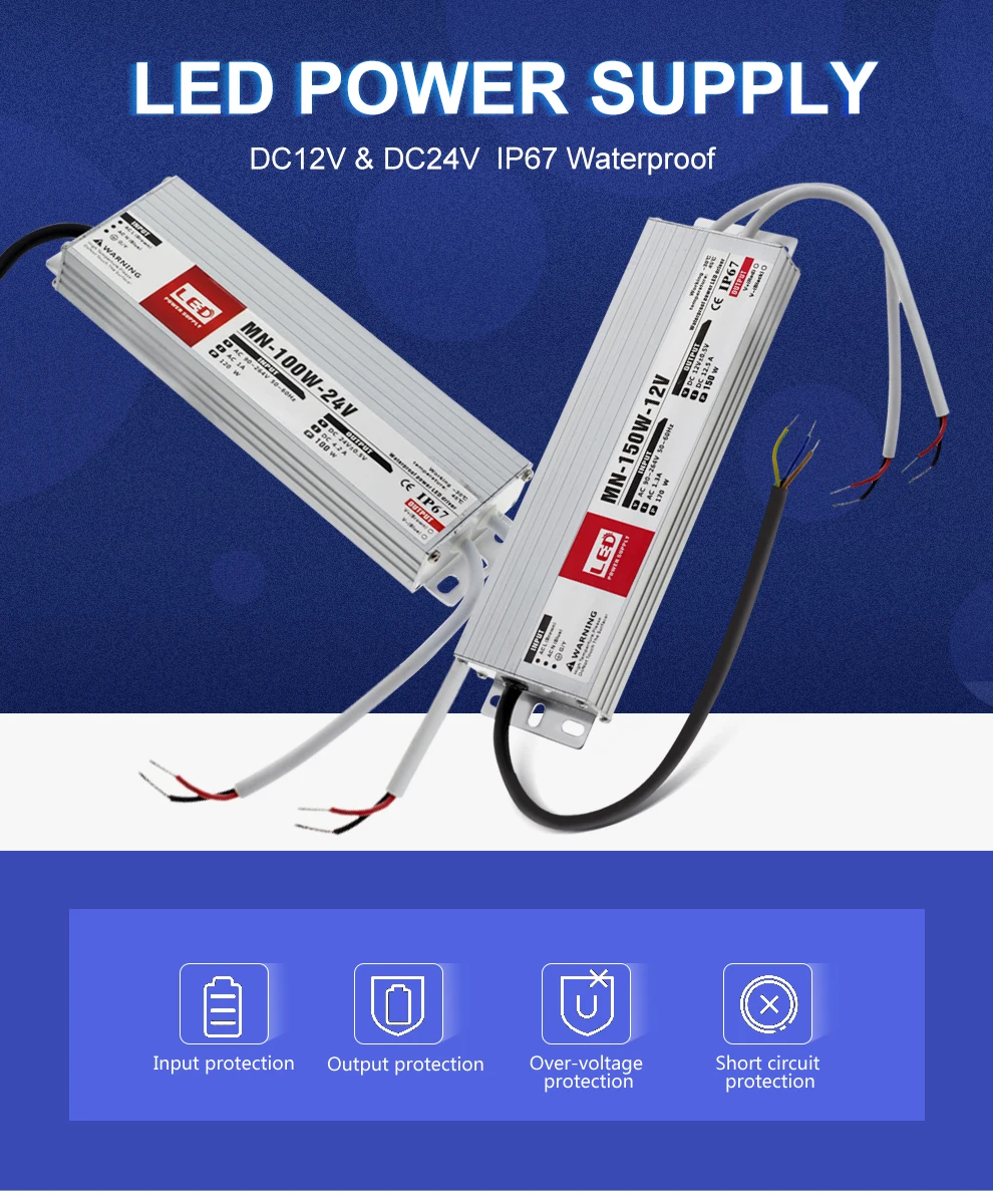 Светодиодный драйвер DC12V DC24V IP67 Водонепроницаемый трансформаторы для наружного освещения источник питания 10 Вт 20 Вт 30 Вт 45 Вт 60 Вт 100 Вт 150 Вт 200 Вт