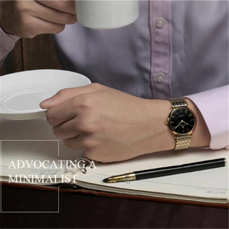 Часы мужские водонепроницаемые ультратонкие кварцевые в деловом стиле с