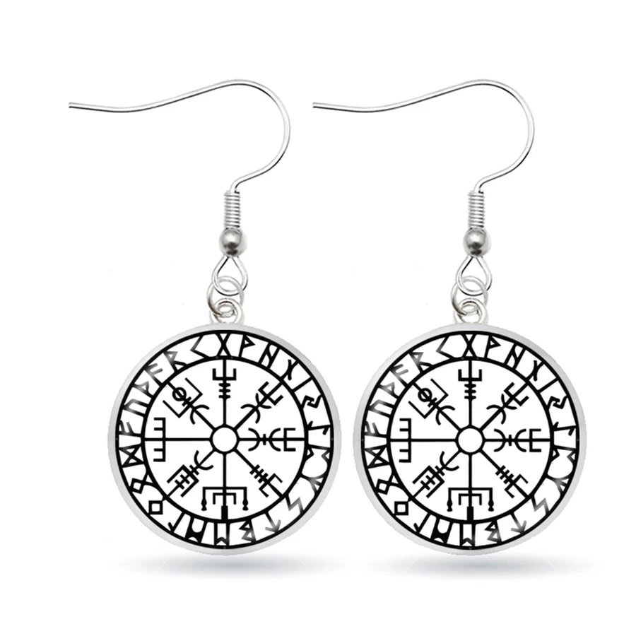 Викинг норвежский серьги вегвисер висячие стекло кабошон талисман амулет