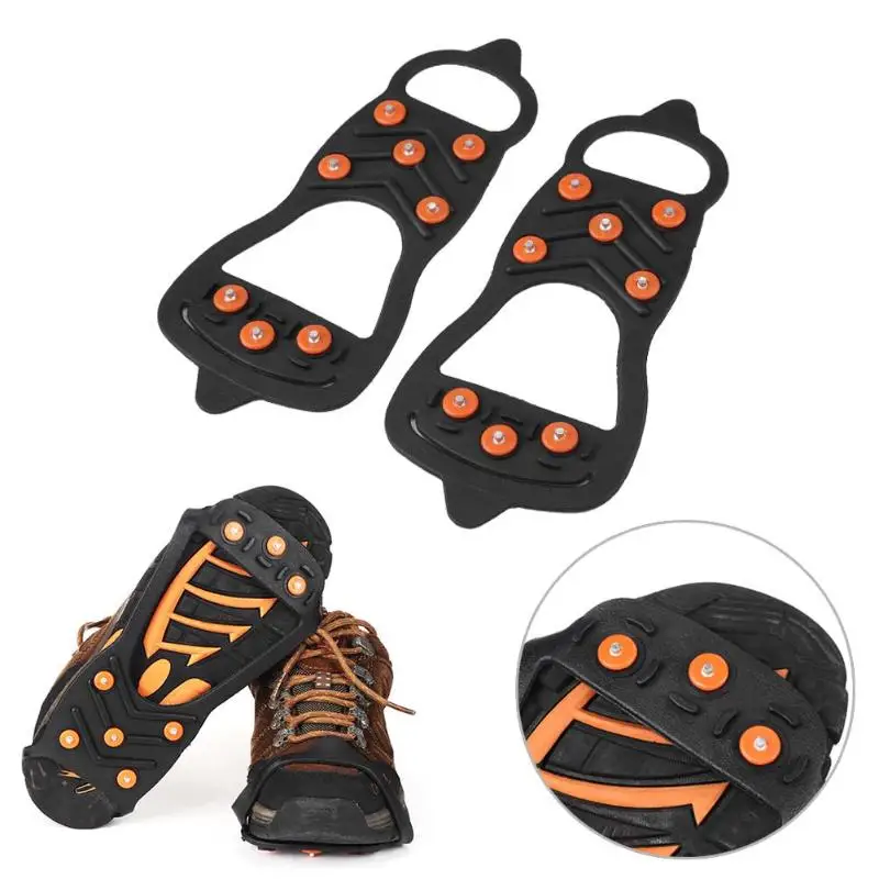 

8 Studs Ice Shoe Spiked Grips Cleat Crampons Climbing Anti-slip Shoes Cover