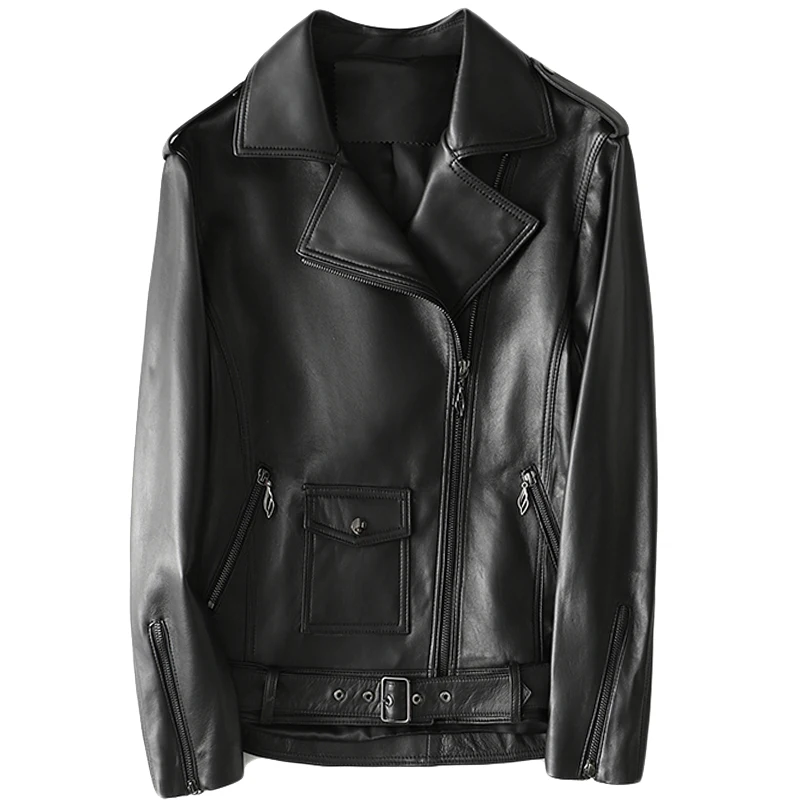 Lautaro короткая черная кожаная байкерская куртка для женщин 2020 с длинным рукавом на