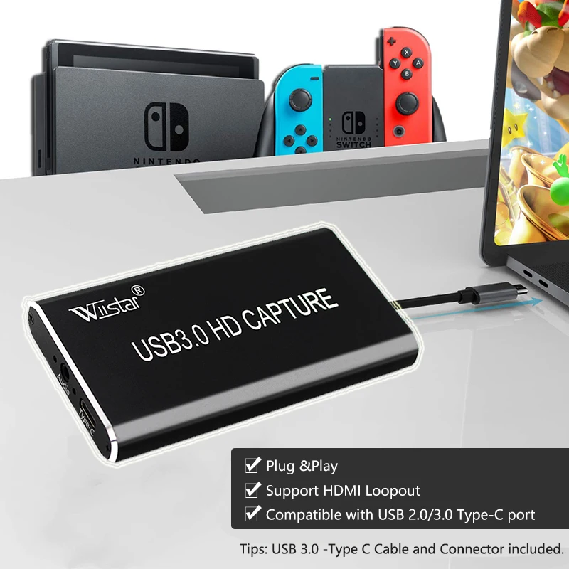 Wiistar HDMI к USB 3 0 видео захвата Dongle 1080P 60FPS Видео Аудио захватывающая игра рекордер