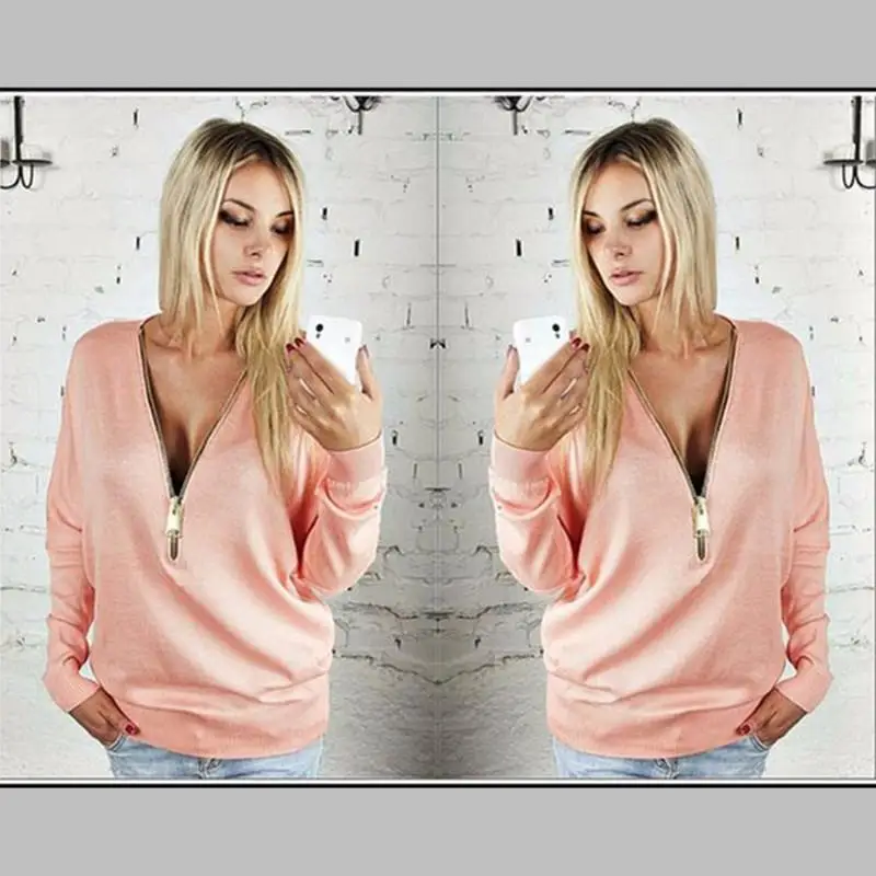 

Летняя новая женская футболка, сексуальная свободная футболка с глубоким V-образным вырезом и длинным рукавом, женский свитер 5xl