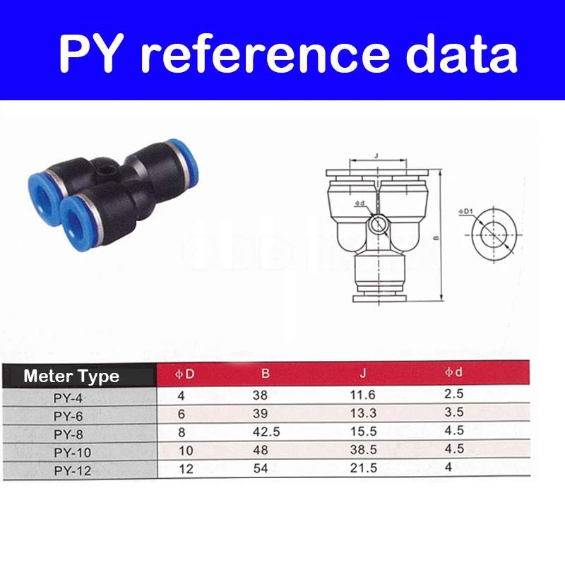 

HIGH QUALITY 10Pcs PY16 Air Pneumatic 16mm to 16mm Y Shaped Push in Connectors Quick Fittings