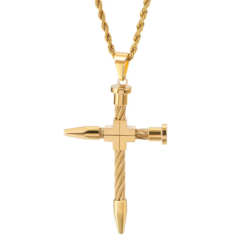 

European and American titanium steel cross pendant hip hop men's jewelry 316 stainless steel pendant