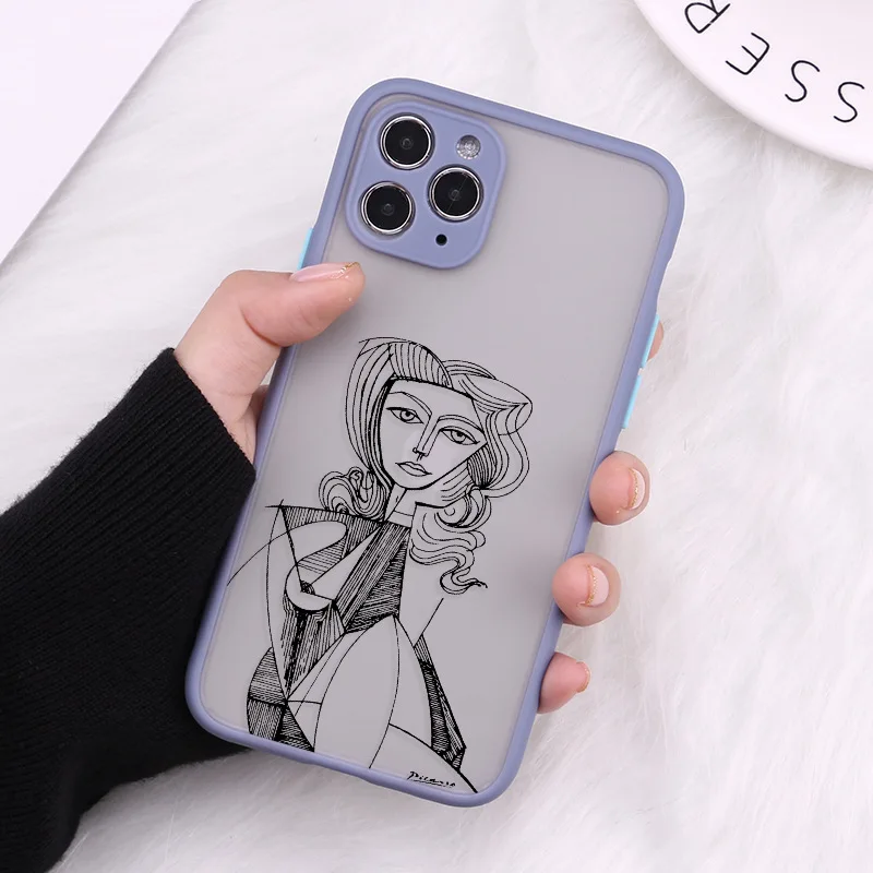 

Abstract Geometric Line Body Phone Case For iPhone 12 11 Pro Max X XR XS Max 7 8 Plus Mini Bumper Matte Back Cover Coque