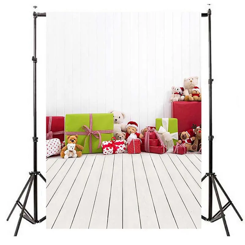Рождественская фотография Фон подарок плюшевая игрушка фон с медведем