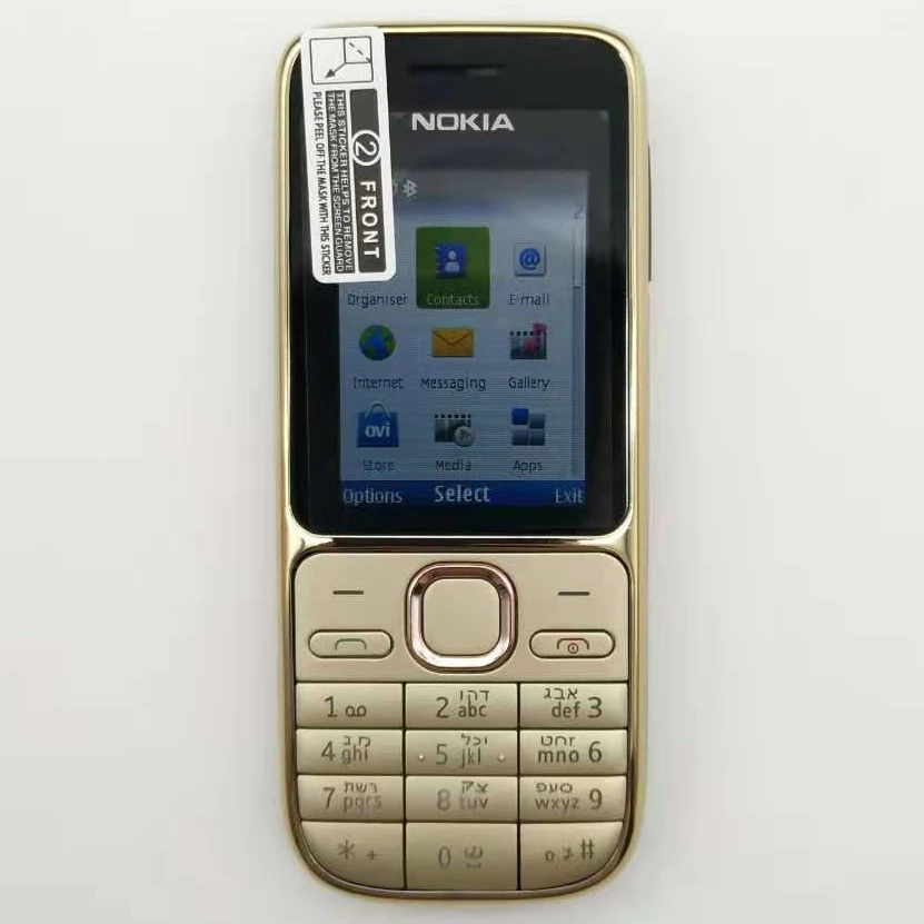 Золотой Hebrew Keyboard~Big Hot sale~Original Nokia C2-01 Unlocked Mobile Phone 2.0" 3.2MP Bluetooth GSM/WCDMA 3G Phone Free Shipping - Цвет: Золотой