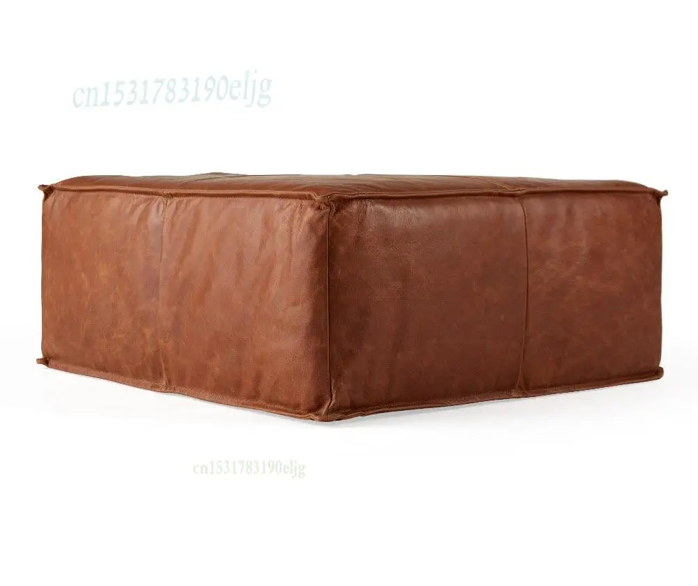 Customized American Leather Shoe Changing Stool Living Room Sofa Footrest European Retro Coffee Table Sit Padded S |